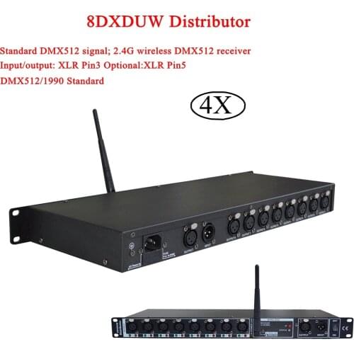 4Pcs/Lot DMX512 Splitter Light Signal Amplifier Splitter 8way DMX Distributor For LED Moving Head Par Cans Stage DJ Effect fogge