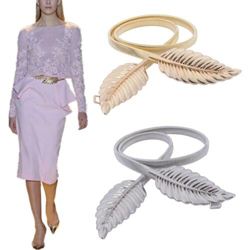 1/2pcs Fashion Women Metal Belt Stylish Vintage Golden Silver Leaves Chain Waist Belt Smooth Buckle Clothes Decoration Lady Gift