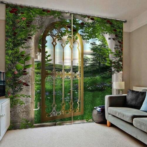 Green park 3D Curtain Luxury Blackout Window Curtain Living Room landscape scenery curtains