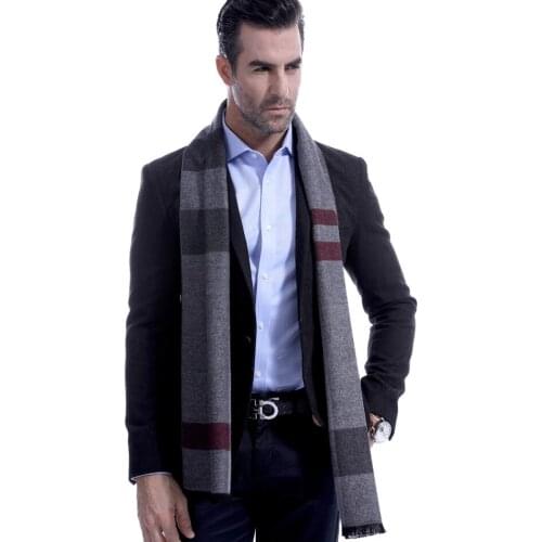 Imitation Cashmere Stripe Color Block Mens Scarf Middle-aged and Elderly Leisure Business Scarf Man Scarf