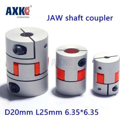2019 New Rodamientos Axk 1/4" 6.35mm To Jaw Spider Coupler Stepper Motor Shaft Coupling 6.35*6.35mm Diameter 20mm Length 25mm