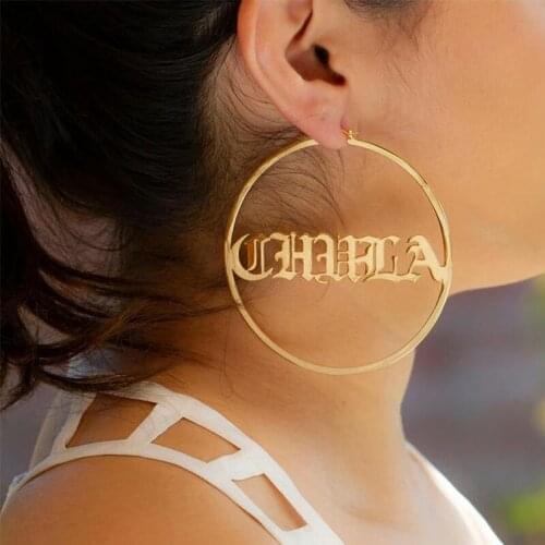 Custom Hoop Old English Name Earrings Customized Gift Name Hoop Earring Name Earrings Personalized Infinity Earring Gift for Her