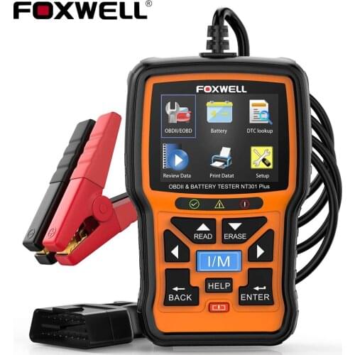 Foxwell NT301 Plus 12V Battery Tester Car Diagnostic Tool OBD2 Code Reader 2 In 1 Charging Status Automotive Batteries Analyzer