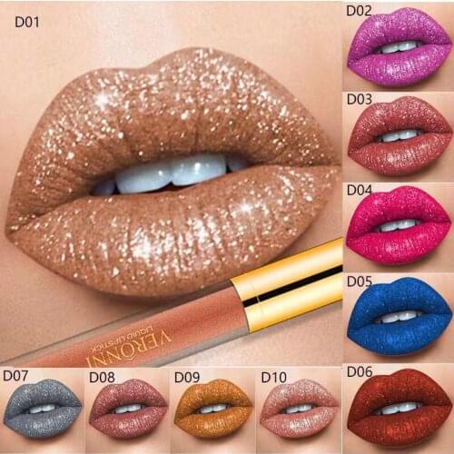 VERONNI Diamand Shinning Stars Lip Gloss Wholesale Glitter Focus Waterproof Makeup Liquid Lipstick Beauty Glazed Lips for Girls