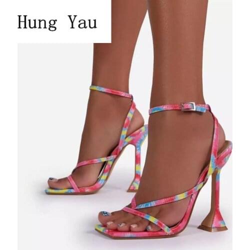 Woman Sandals Shoes Summer Fashion Pumps Breathable High Heels Buckle Strap Peep Toe Gladiator Plus Size 35-43