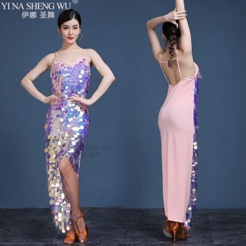 Belly Dance Dress Costumes Latin Dancing Shinning Women Bellydance Night Club Set Competition Latino Big Sequins Long Dresses