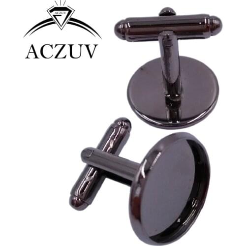 100pcs Gunmetal Black Cufflink Blanks 10mm 12mm 14m 16mm 18mm 20mm 25mm Round Bezel Cufflinks Base Cabochon Setting RCL007