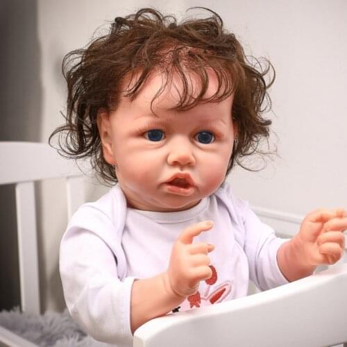 22 Inch Cute Lifelike Boneca Reborn Baby Nice Eye Doll Soft Real Touch Full Silicone Toy For Kid Gift Crooked Mouth Kid Playmate