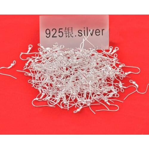 24Hours Handle Free Fast Shipping 200PCS Design 925 Silver Beads Jewelry Findings 925 Sterling Silver Hooks Earrings Wire