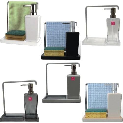 3 in 1 Liquid Soap / Detergent Dispenser+ Sponge Holder+ Cleaning Cloth Hanger, Multi-function Box Cleaning For Kitchen
