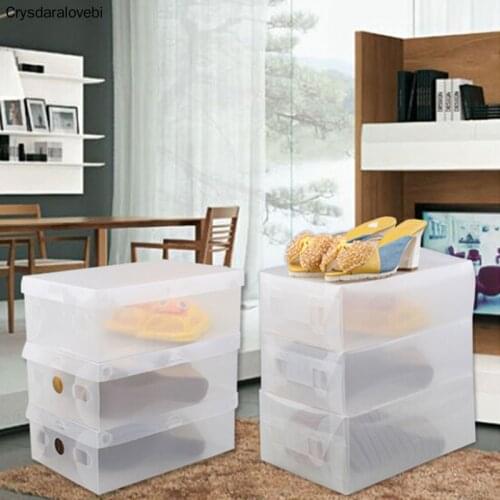 8pcs Plastic Transparent ShoeBox Home Shoe Boot Box Stackable Foldable Storage Organizer Container Multifunction