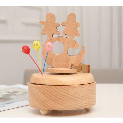 Dream Love Wooden Music Box Movement Spin Sky City Home Christmas desktop decoration Valentines Day Birthday Gift For Girl