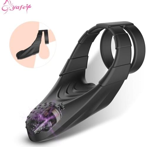 Dual Vibrator Ring Penis Men Ring Premium Stretchy Cock-Ring Longer Harder Stronger Erection Enhancing Sex Toys for Man Couples