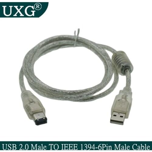Firewire IEEE 1394 6 Pin Male To USB 2.0 Type A Male Cable Adapter Cameras Computer Digital Camera DV PDAs Black
