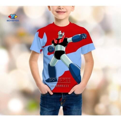 Japanese Anime Mazinger Z 3D Print Robot War Kid Toddler Casual Tshirt Summer T-shirt O-neck Boy Girl Clothes Top Tees Pullovers