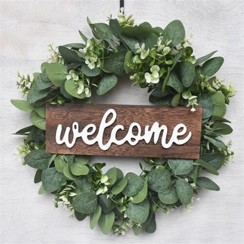 Artificial Green Eucalyptus Garland Leaves Decoration Front Door Wall Window Decor Wreath Wedding Shooting Prop Home Decoration
