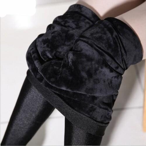 Warm Womens Plus Velvet Winter Leggings Ankle-Length Warm Solid Pants High Waist Large Size Women Leggings