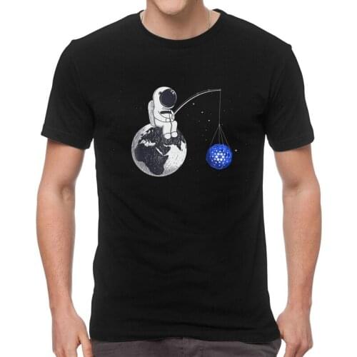Male Cryptocurrency Talk Cardano To The Moon T-Shirt Novelty ADA Space Astronaut Tshirt Short Sleeve T Shirt Cotton Tee Tops