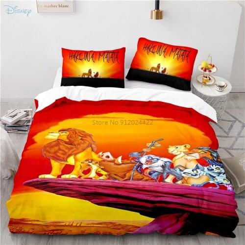Disney Cartoon The Lion King Printed Duvet Cover Set Twin Full Queen King Size Bedding Set Comforter Cover Set for Home Bedroom