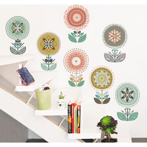 National Wind Wall Stickers Flowers Corridor Staircase Creative Decoration Mural Fresh Bedroom Bedside Art Pastoral Wallpaper