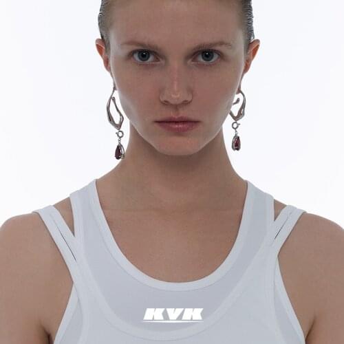 KVK 2021 new trendy venom gemstone earrings long temperament simple high sense niche design earrings women