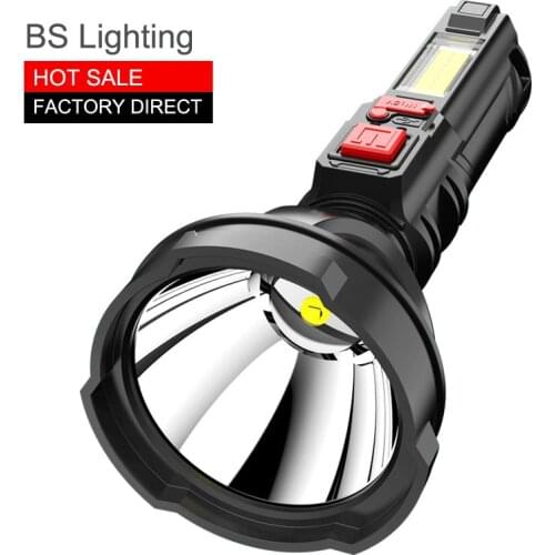 New Arrival Outdoor Portable Torch Lightweight Battery Rechargeable Flashlight Waterproof with COB Sidelight for Camping,Fishing