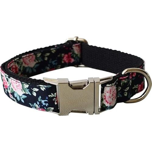 New Custom Engraved Dog Collar Customizable Name Cotton Flowers Walking Training Dog Collar Pet Accessories