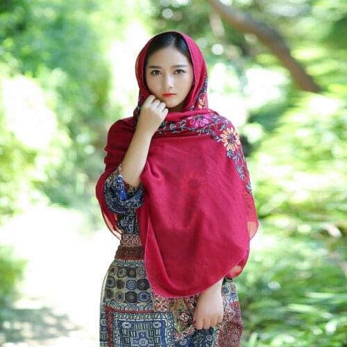 Plain soild hijabs flower embroidery women scarf fashion viscose bandanna shawls muslim head wraps 10pcs/lot fast shipping