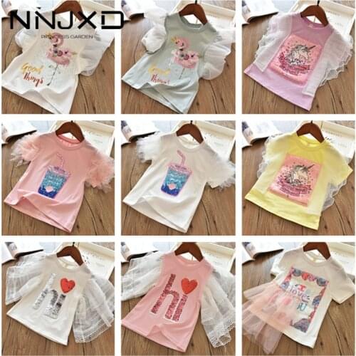 3-8T Summer Baby Boys Short Sleeve T-shirts Girl Tshirt Kids Tops For Baby Girls Clothes Toddler Unicorn Flamingo Cartoon Tee