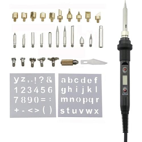 Adjustable Temperature Soldering Iron 60W 80W Wood Burning Engraving Soldering Iron Pen Set Embossing Pyrography Tool Craft Set