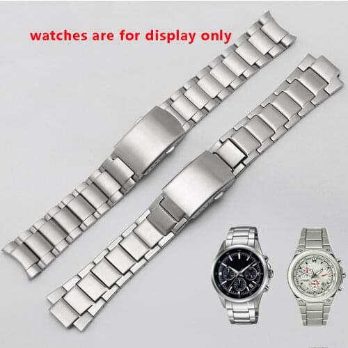 Stainless steel watch band silver bracelet with folding buckle adaptation Casio EFR-526L-1A 7A watch men accessories