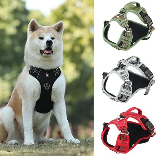 Reflective Pet Dog Harness Service Dog Oxford Cloth Vest With Vertical Handle Adjustable Dog Walking Training Pet Harnesses