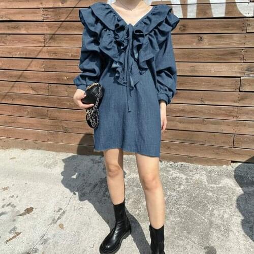 Party Beach Sundress Women Fashion Long Sleeve V Neck Sarafans ZANZEA Vintage Ruffles Mini Dress Holiday Short Vestido Streewear