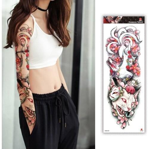 10pcs Full Arm Temporary Tattoo Stickers Lion dragon jesus Large waterproof fake Wolf Black sleeve tattoo for Cool Men Women