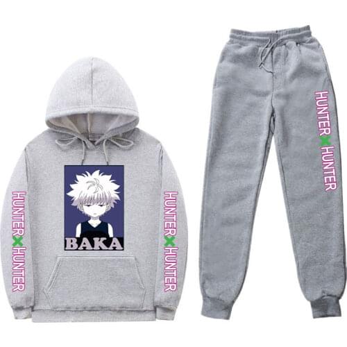 Japanese Anime Hunter X Hunter hoodie Suit Men/women Harajuku 2 Pcs Set Hoodies and Pants Mens Set Clothes Streetwear Pullover