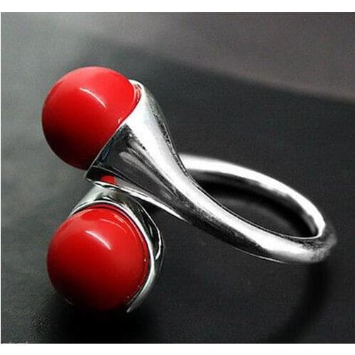 Cute ladys Womens Beautiful Natural Red Coral 925 Solid Sterling ring (#6 7 8 9) Genuine Handmade Women Gift word 925