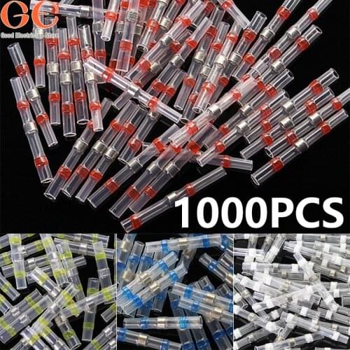 1000PCS Solder Seal Wire Connectors Heat Shrink Solder Butt Connectors Solder Connector Kit Automotive Marine Insulated Kit