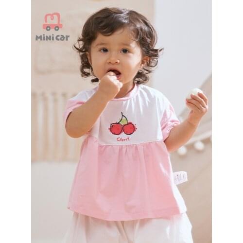 2021 Summer Fashion Mango Girls Fruit T-shirt Childrens Short Sleeve Lemon T-shirt Baby Cotton Top Girls 3-5 Years Old Cherry