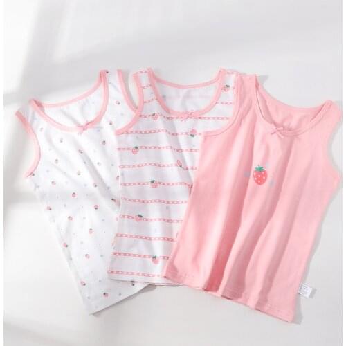 3Pcs Lot Summer Wear Childrens Cotton Vest Girls Sleeveless Tanks Underwear Kids T-Shirt Tops Clothing For 3 To 10 Years ZL79