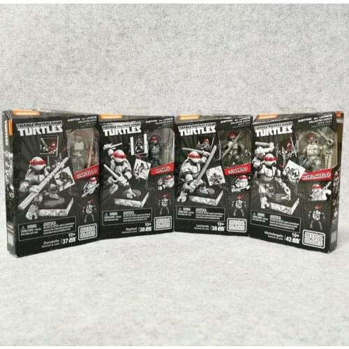 4Pcs Mega Bloks TMNT Teenage Mutant Ninja Turtles Leonardo Raphael Donatello Michelangelo Building Blocks Collectors Edition