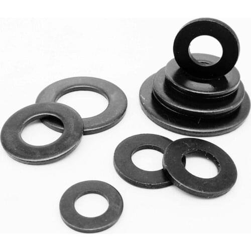 5/25pc M3 M4 M5 M6 M8 M10 M12 M14 M16 M18 M20 M22 M24 GB97 DIN125 Black Grade 8.8 Carbon Steel Flat Washer Plain Gasket Pad Ring