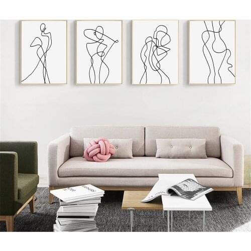 Abstract Line Art Poster Sexy Woman Body Drawing Canvas Print Minimalist Wall Art Painting Nordic Wall Picture Living Room Decor