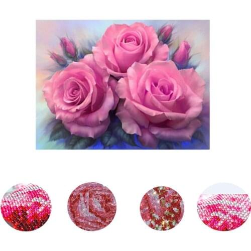 Diy diamond painting flower diamond cross stitch crystal round diamond sets unfinished full diamond embroidery 30x40 cm
