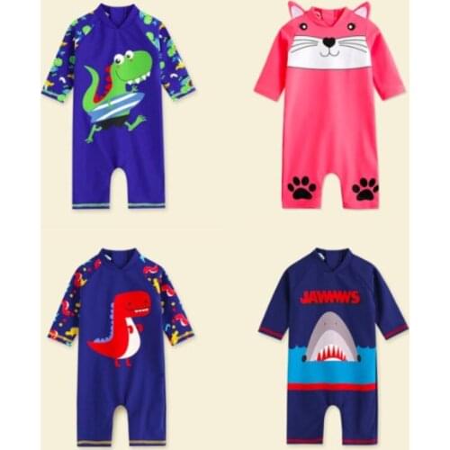 Cartoon Dinosaur Cat Shark Boys Girls One Piece Swimming Diving Surfing Suit Swimwear Summer Beach Wear Boys Swimsuit SA4041