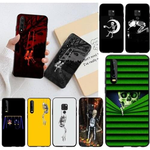 Skull Swing skeleton TPU black Phone Case Cover Hull for Huawei P40 P30 P20 lite Pro Mate 20 Pro P Smart 2019 prime