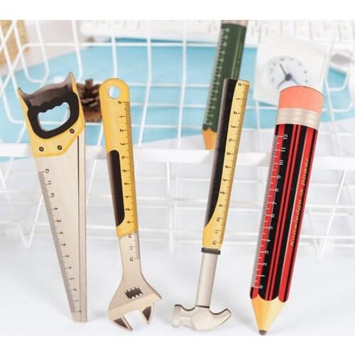 Wooden Tool Pencil Shape Ruler Measuring Tool 12cm Drawing Metric Template Ruler Student Kids Stencil Ruler Stationery Supplies