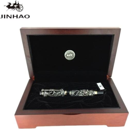 Jinhao Luxury Roller Ball Pens Dragon Phoenix Pattern Ballpoint Pen with Original Box for Gift Free Shipping