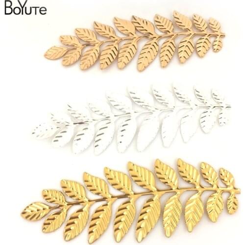 BoYuTe 10Pcs 89*32MM Filigree Leaf Stamping Plate Metal Sheet Silver Gold Diy Accessories for Jewelry Making