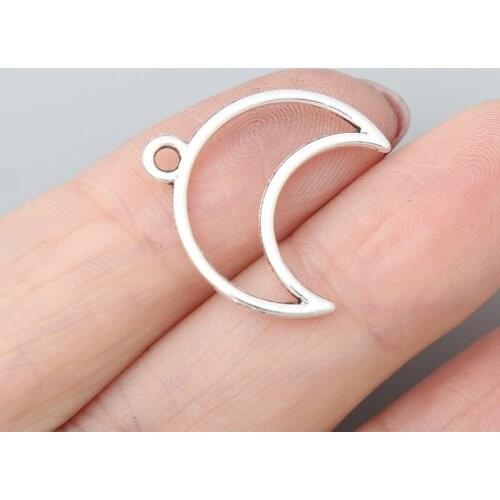 RAINXTAR Fashion Alloy Hollow Moon Shape Pendant Charms 19*20mm 100pcs AAC1599