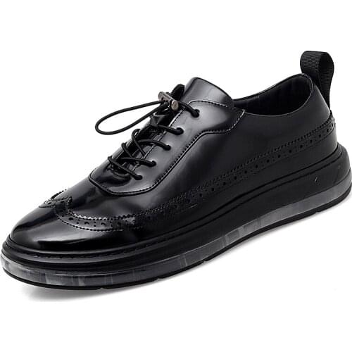 Jumpmore Heighten Shoes Comfortable Fashion Casual Shoes Mens Brogue Designer Leather Shoes For Men Flats Shoes Size 37-44